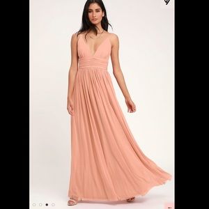 Lulus Queen of the Evening blush pink maxi dress